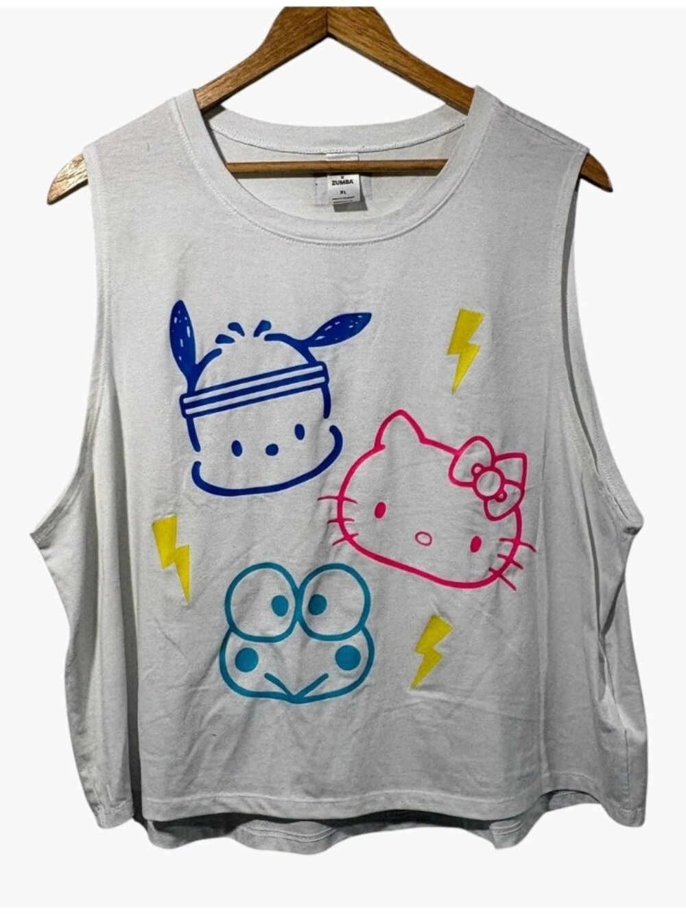 Hello Kitty X Zumba Tank Top T-Shirt Womens Sz XL Retro Colorful Kawaii